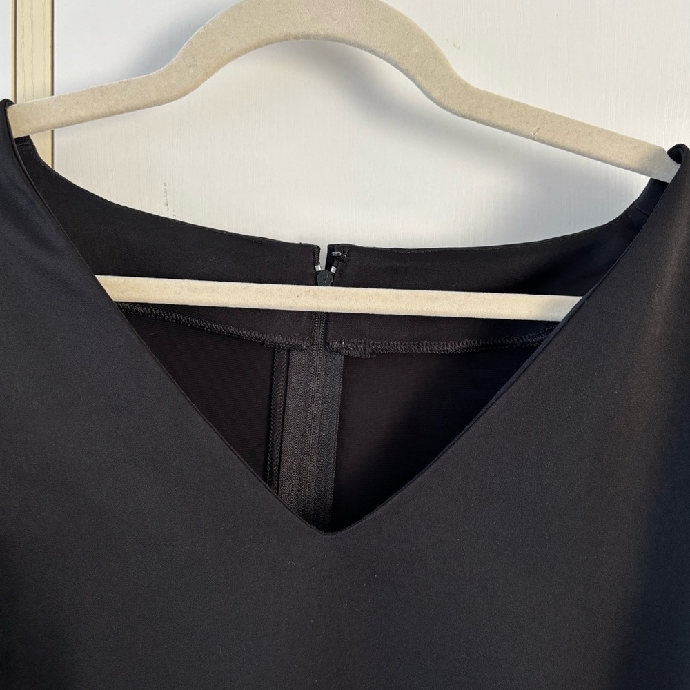 Handmade Black Midi Dress XL XXL Minimalist Wedding Guest Office Preppy Satin - Picture 4 of 11